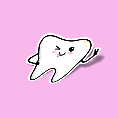 استیکر peace out cute tooth