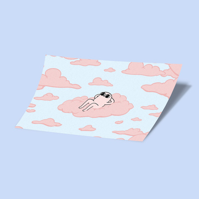 کارت استیکر Ketnipz Lying on Cute Aesthetic Pink Clouds