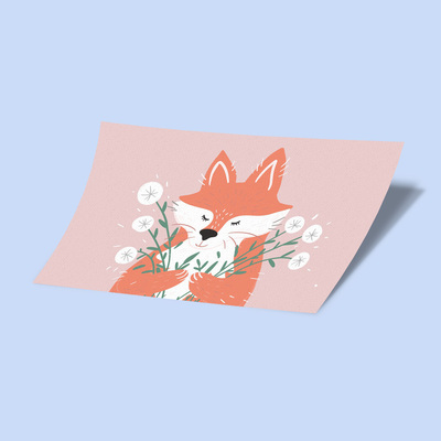 استیکر Cute Fox Card