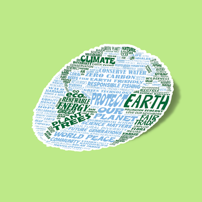 استیکر Protect Earth - Blue Green Words for Earth
